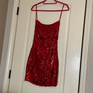 Red short hoco/prom dress